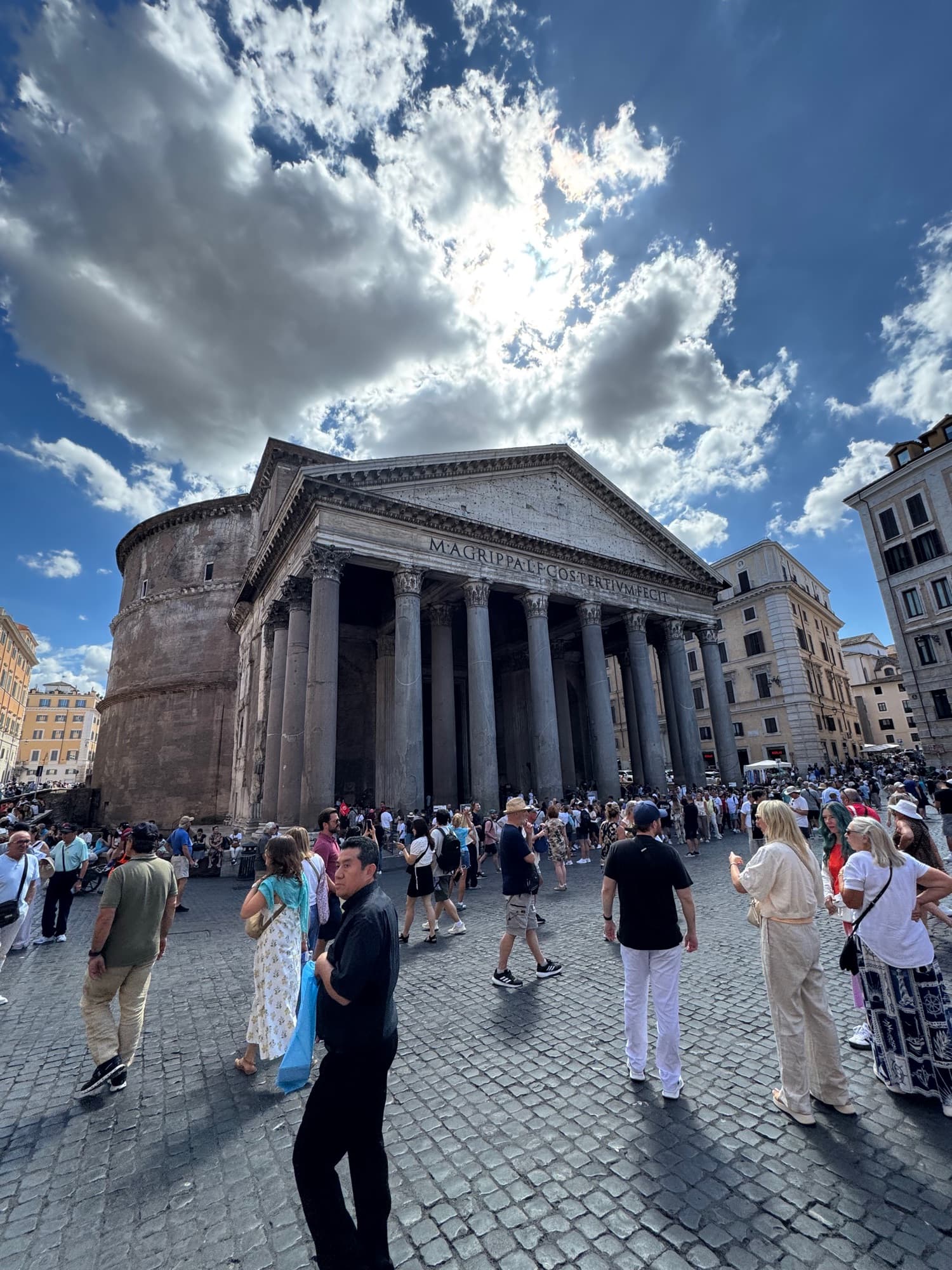 The portico and granite columns of the Pantheon in Rome